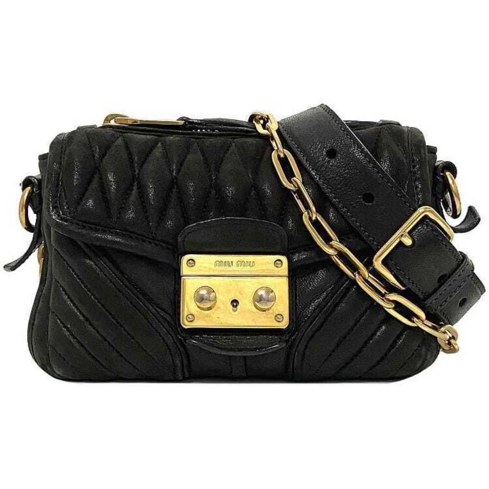Miu Miu Chain Bag Black Gold Quilted Leather shoulder flap closure logo